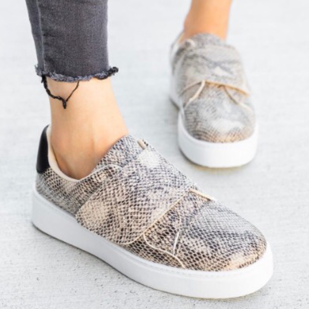 snakeskin platform sneaker